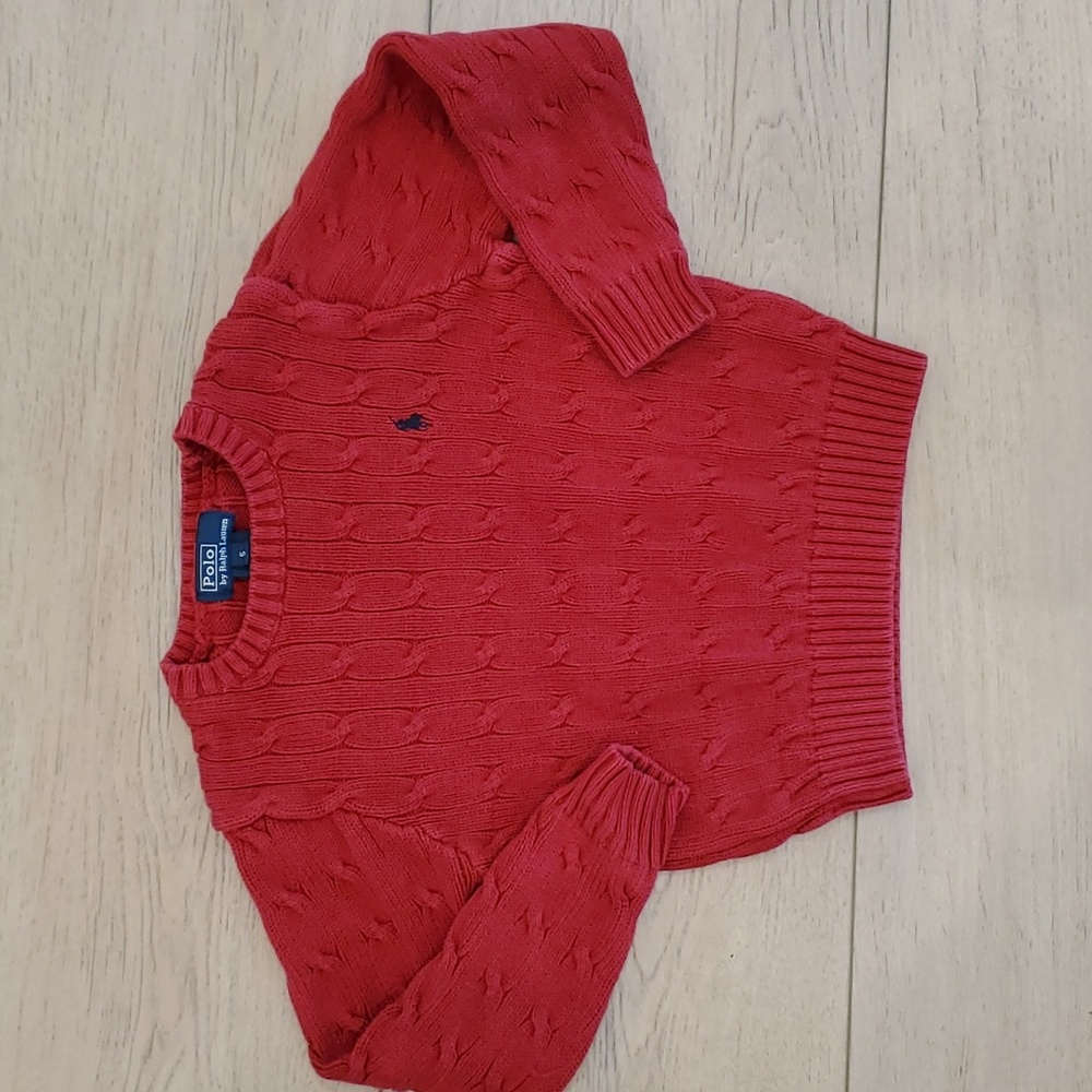 Ralph Lauren Boys Logo Cable Knit Cotton Sweater